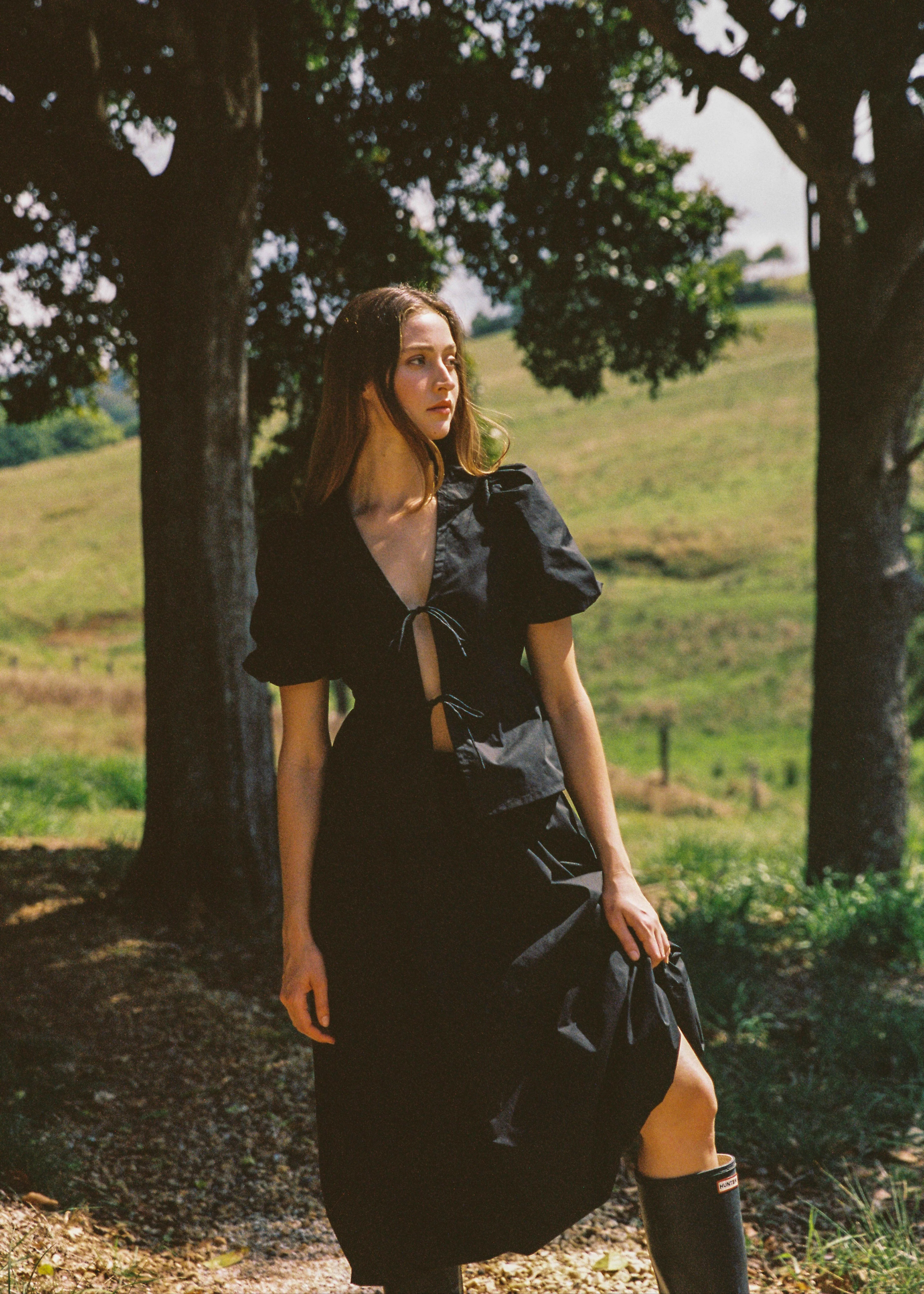 Peony Bubble Midi Skirt - Black - Image 3