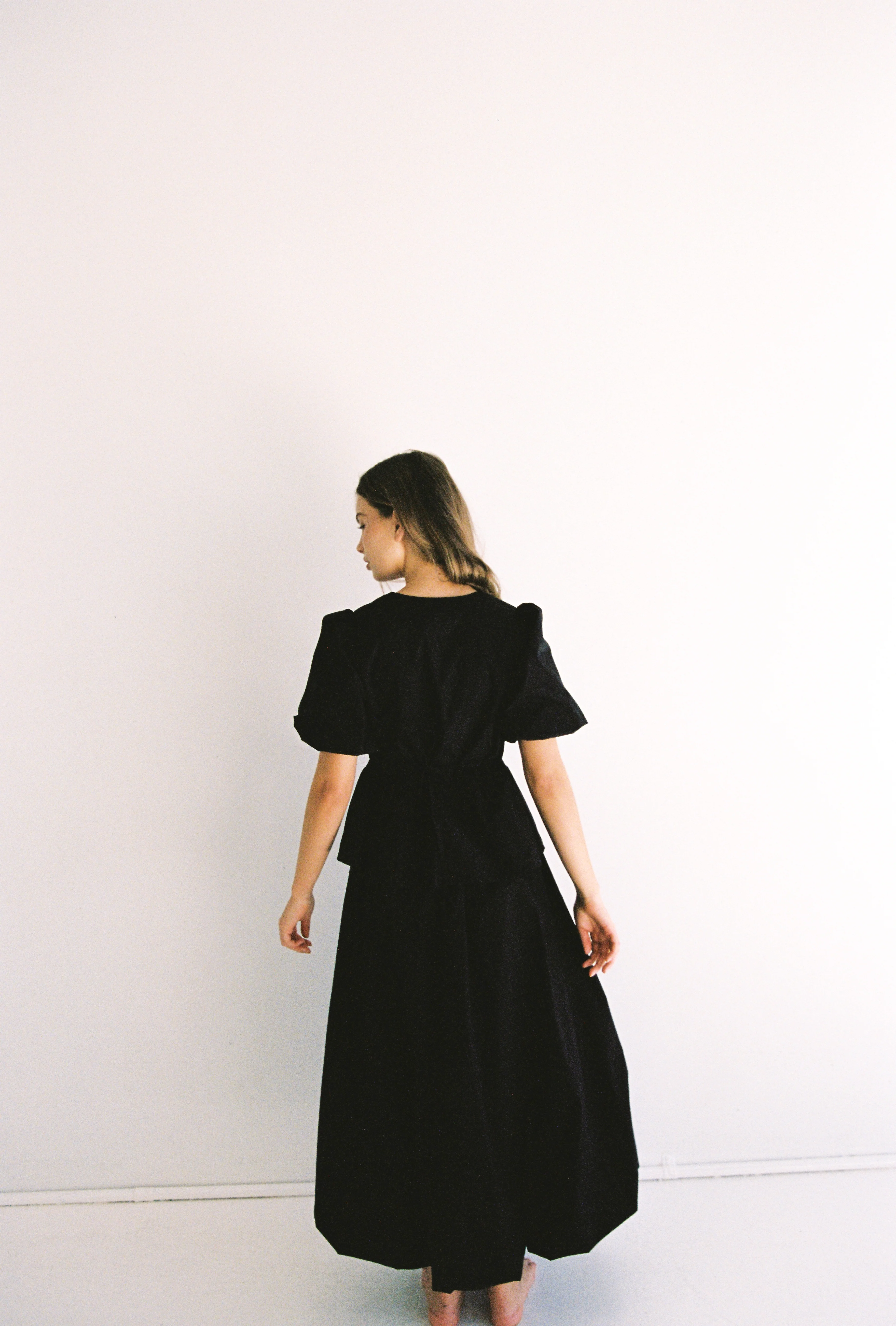 Peony Bubble Midi Skirt - Black - Image 5