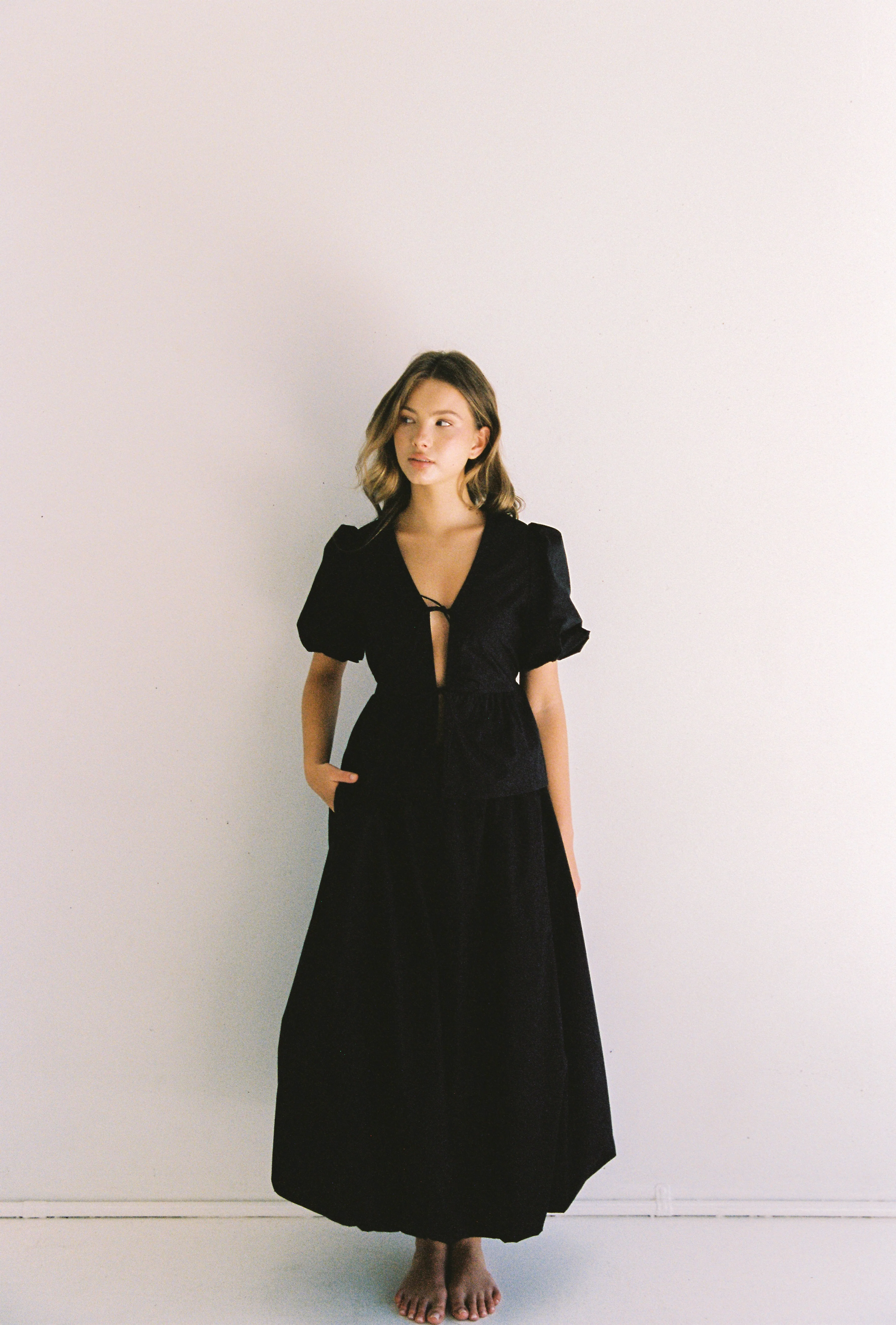 Peony Bubble Midi Skirt - Black - Image 6