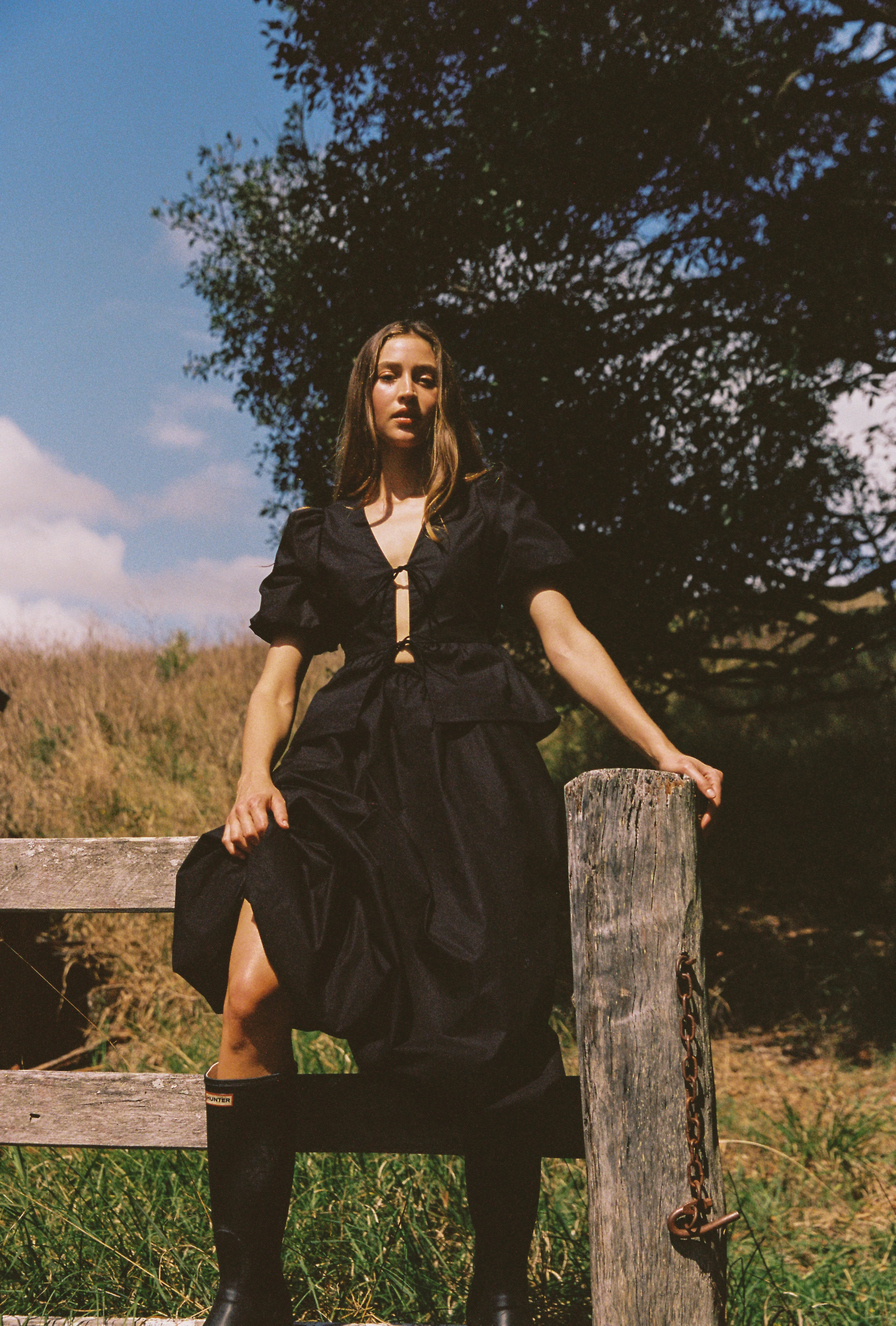 Peony Bubble Midi Skirt - Black - Image 7