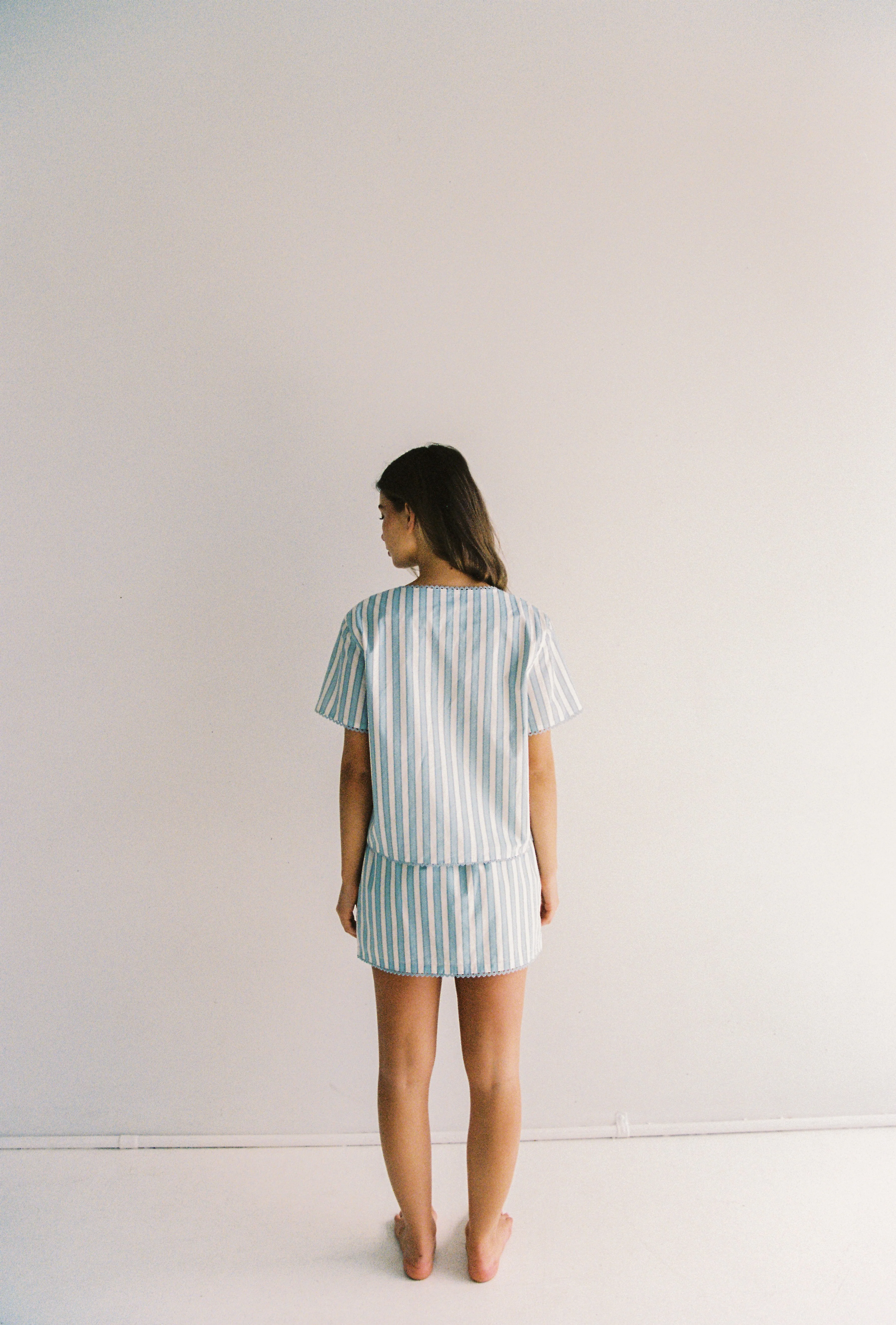 Poppy Mini Skirt - Blue Stripe - Image 3