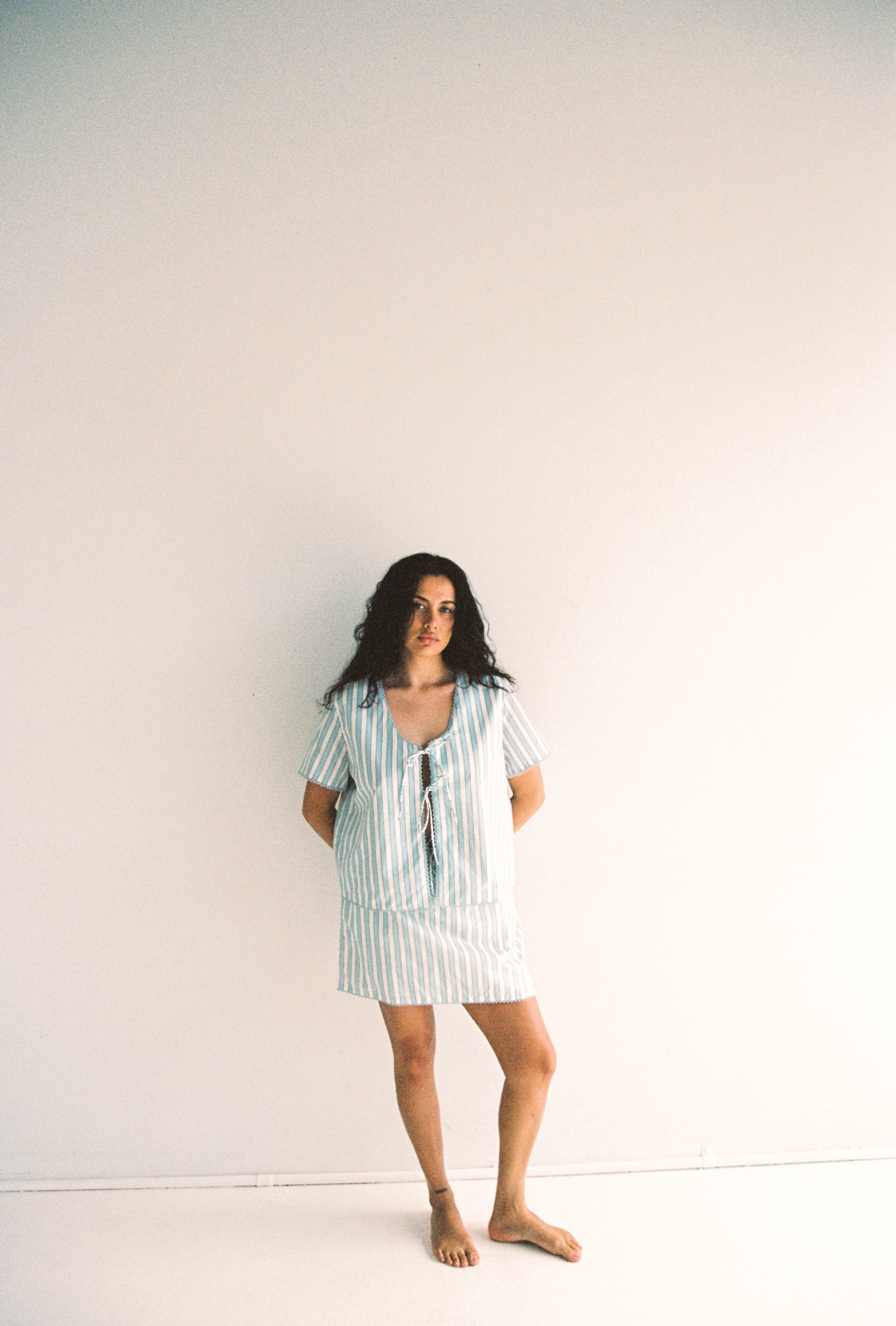 Poppy Mini Skirt - Blue Stripe - Image 4