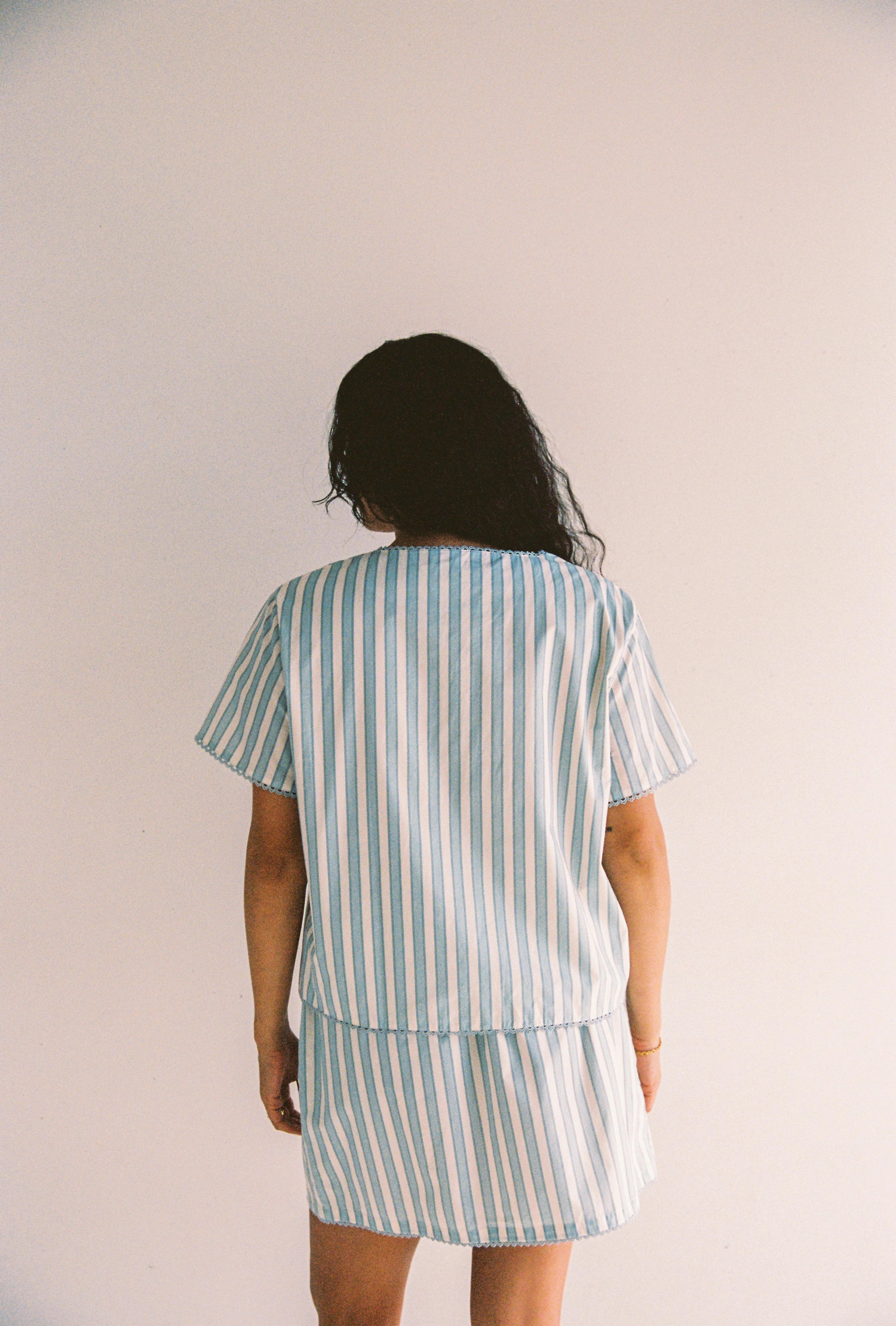 Poppy Mini Skirt - Blue Stripe - Image 5