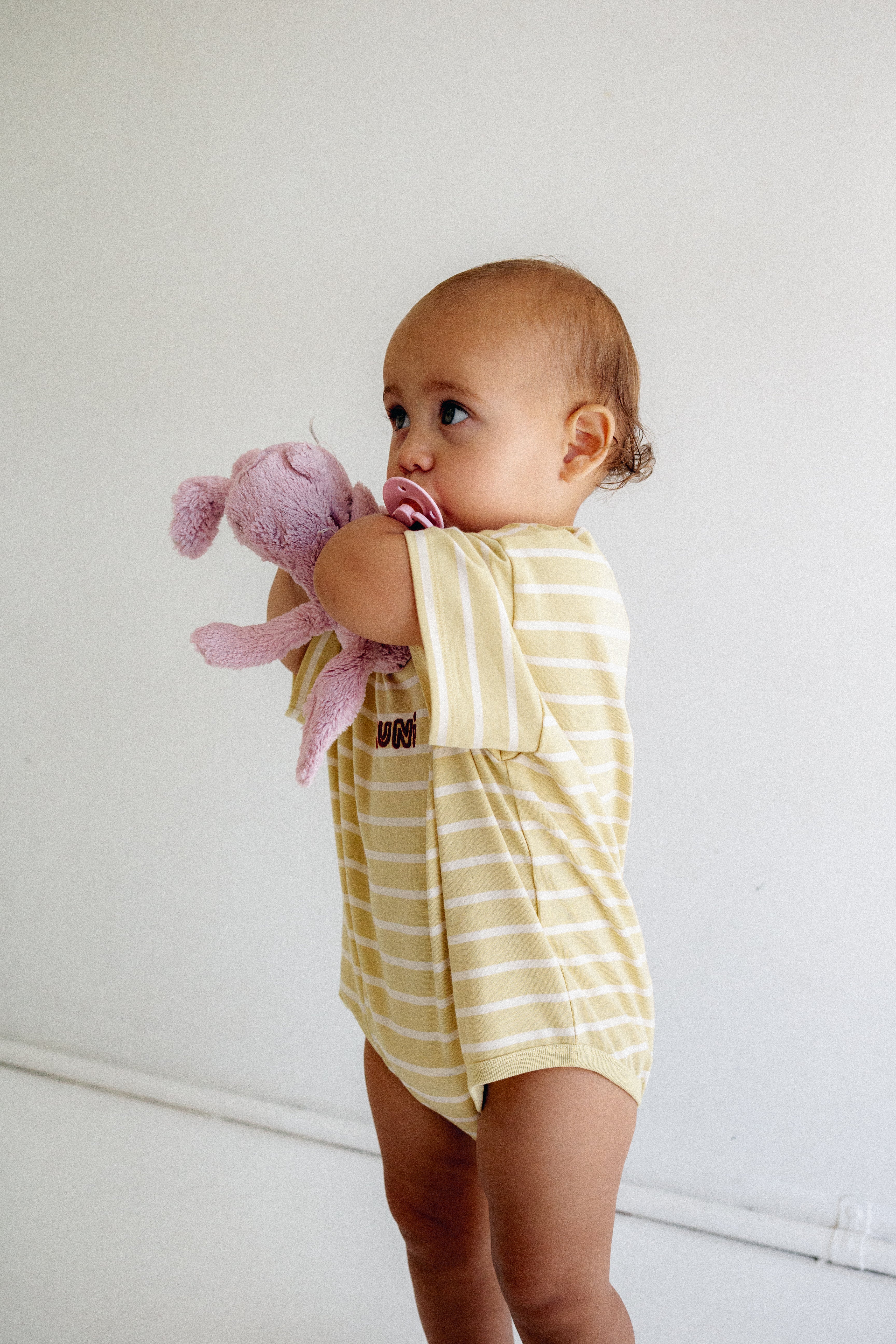 Riley T-Shirt Romper - Butter Stripe - Image 4