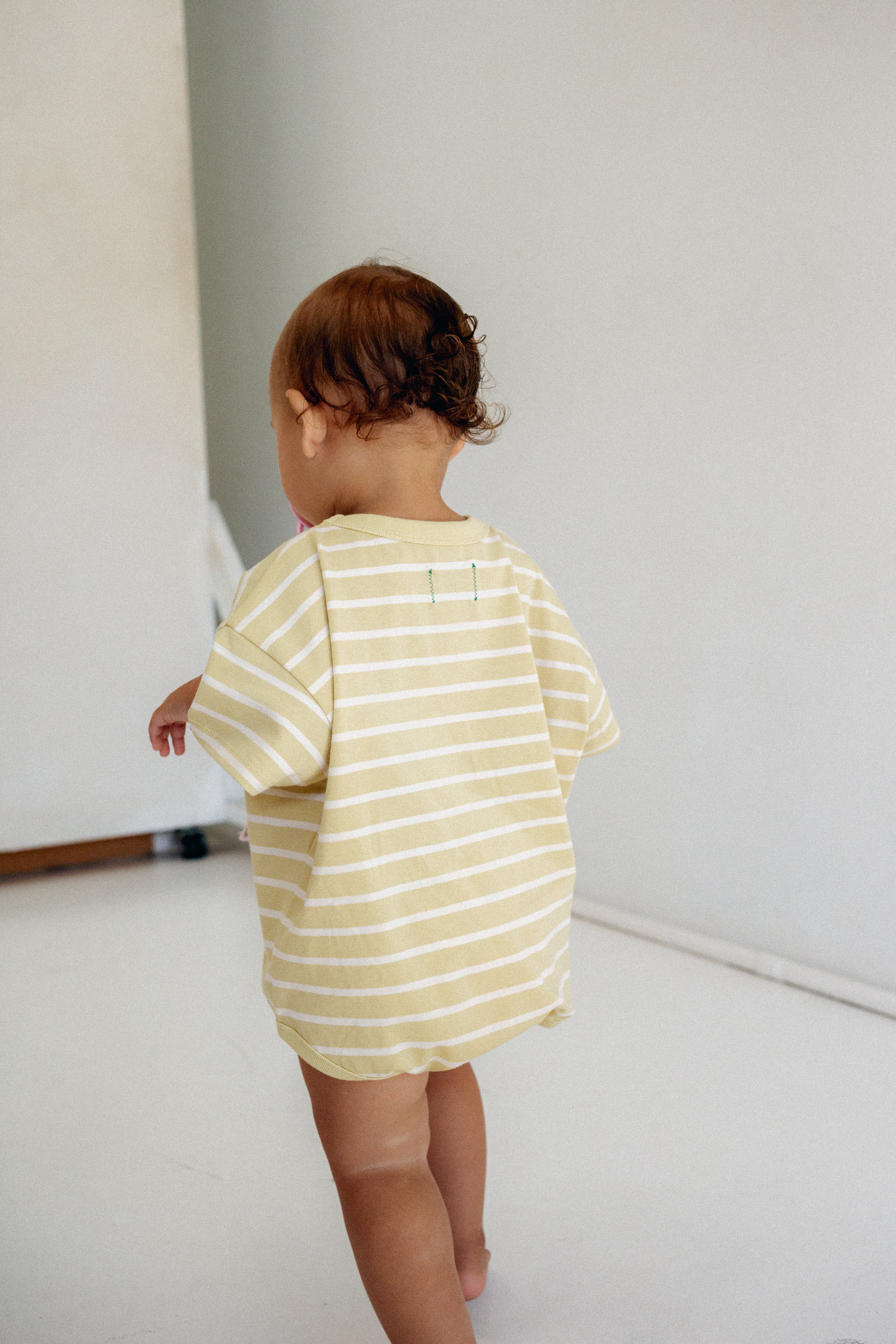 Riley T-Shirt Romper - Butter Stripe - Image 5