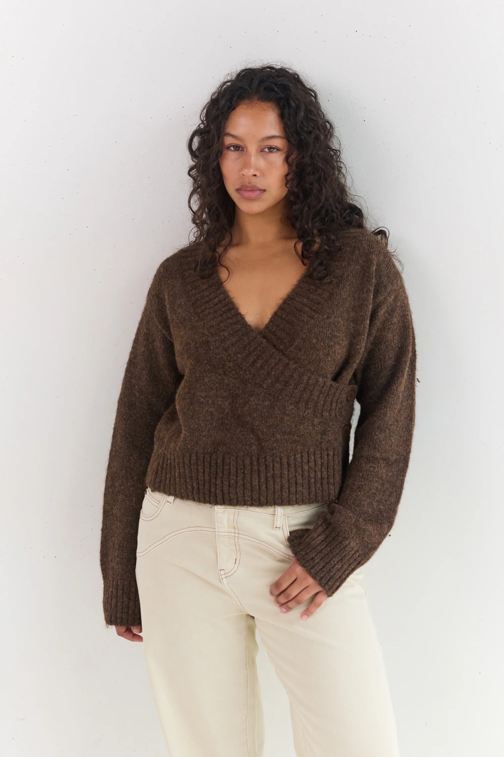 Serena Wrap Cardigan - Brunette - Image 4