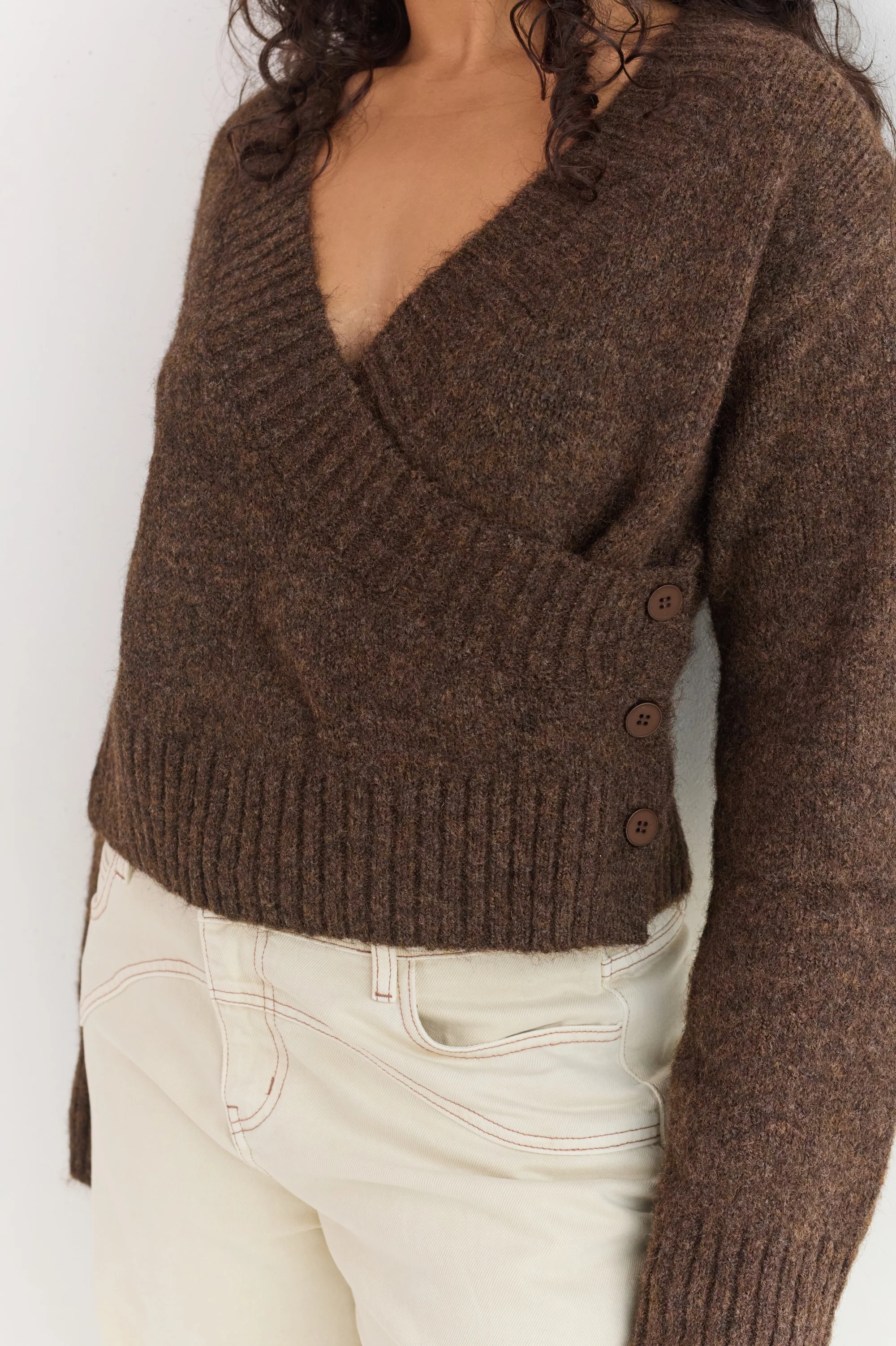Serena Wrap Cardigan - Brunette - Image 5