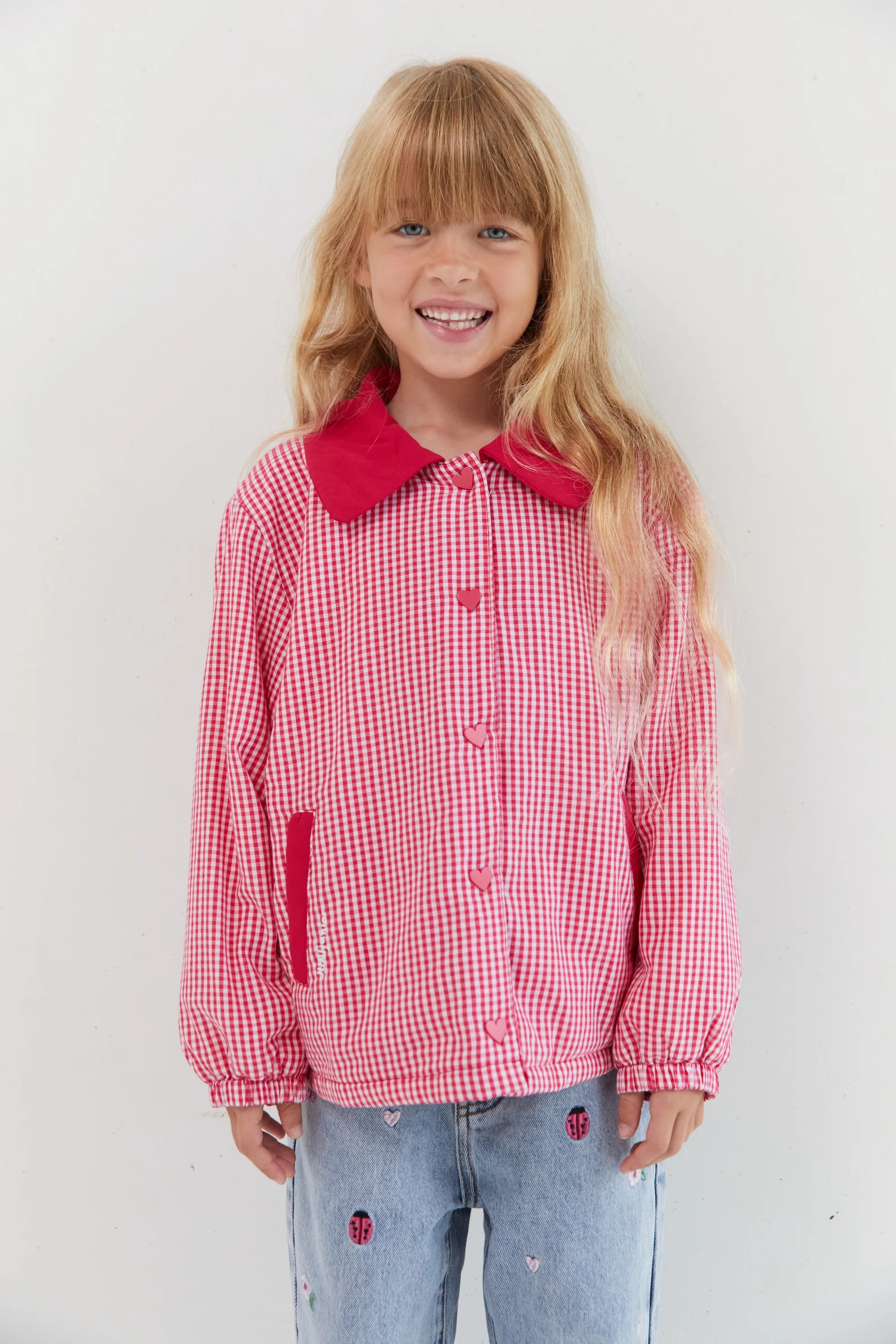Sienna Padded Jacket - Raspberry Gingham - Image 4