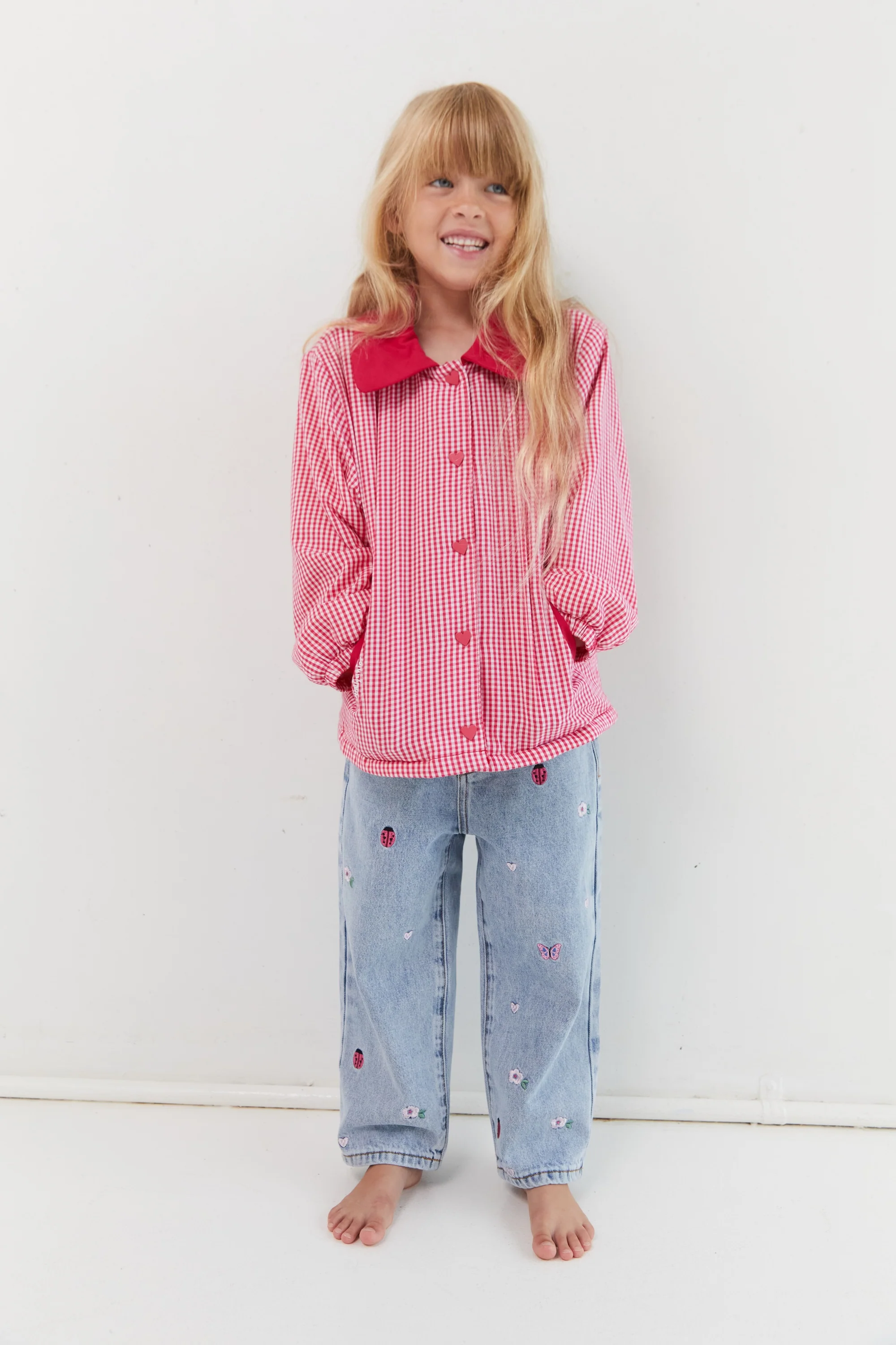 Sienna Padded Jacket - Raspberry Gingham - Image 5